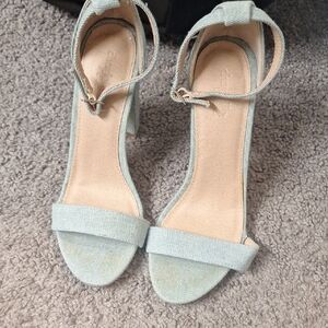 Elegant Light Blue Ankle Strap Heels